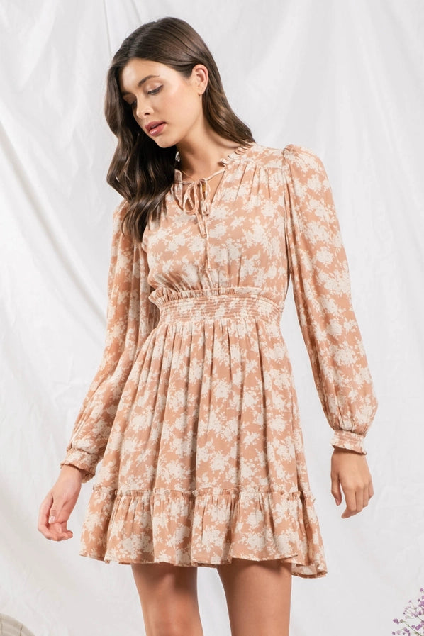 Empire Waist Long Sleeve Mini Dress