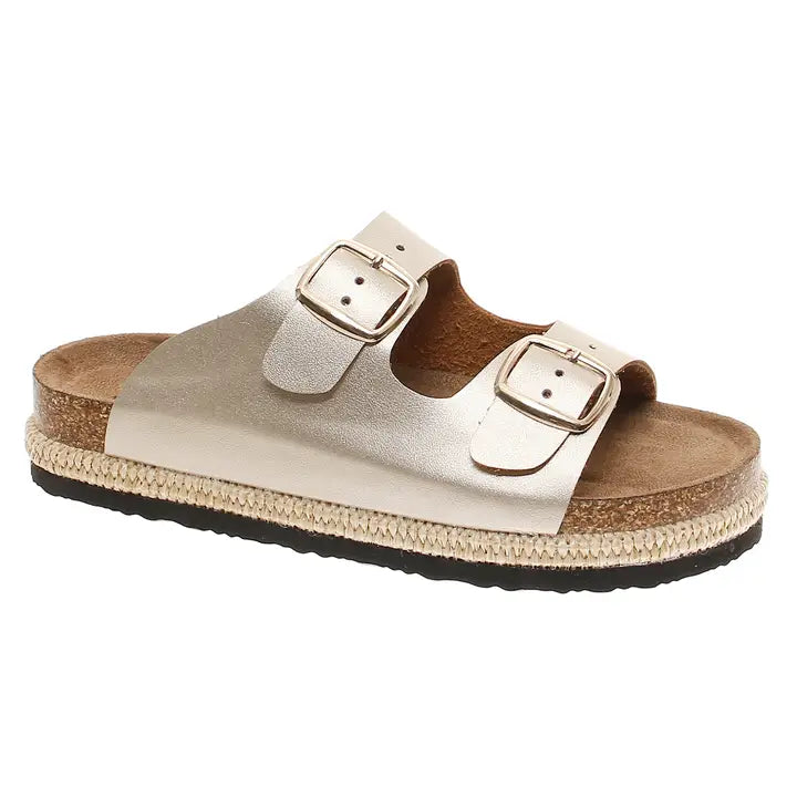 Gold Double Strap Sandals