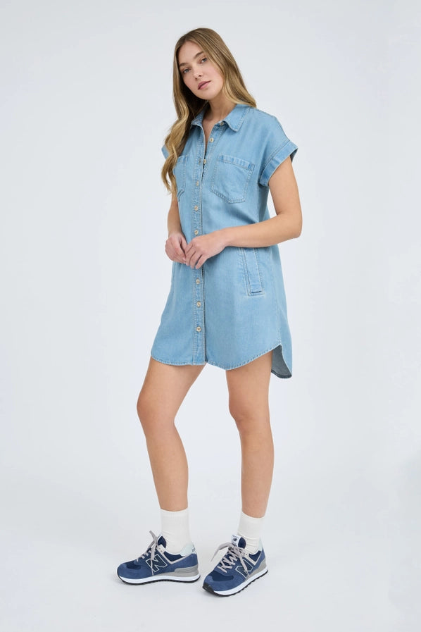 Pocket Collared Button Down Dress