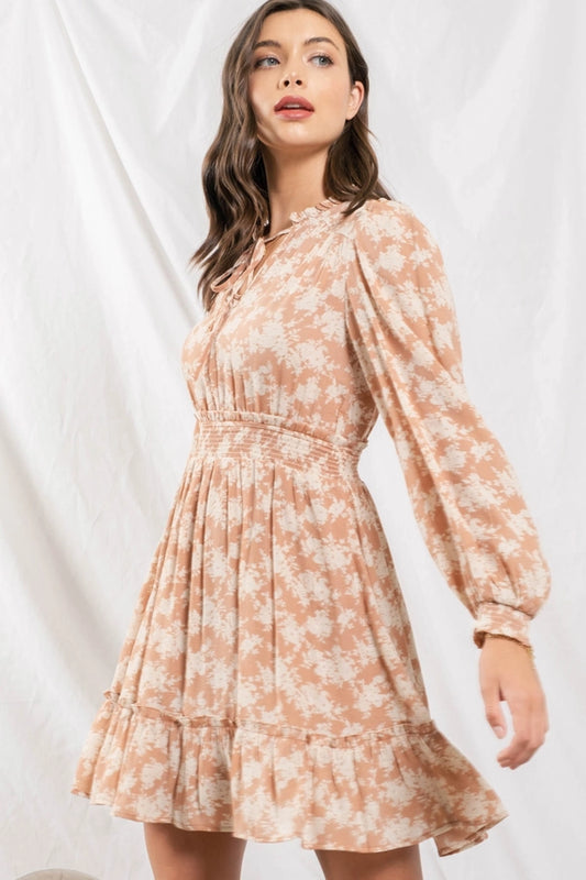 Empire Waist Long Sleeve Mini Dress