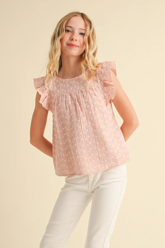 Girls Lace Tie Open Back Top