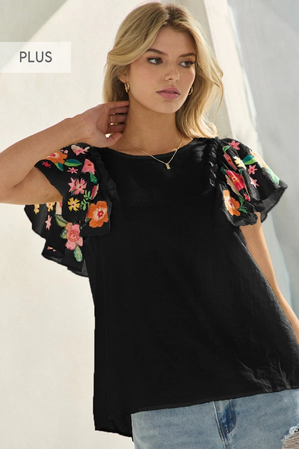 Plus Crinkled Solid Fabric Blouse