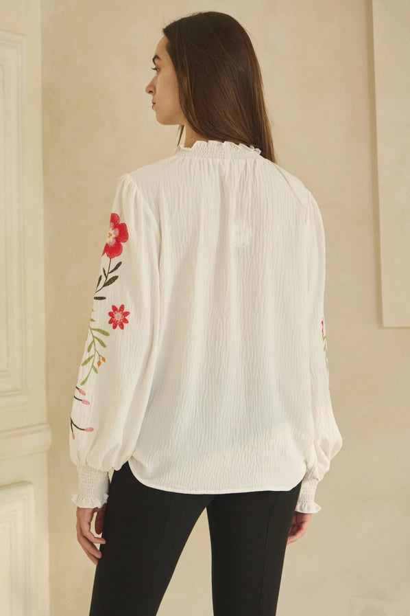 Plus Textured Airflow Long Sleeve Blouse