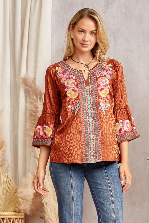 Split Neckline Blouse