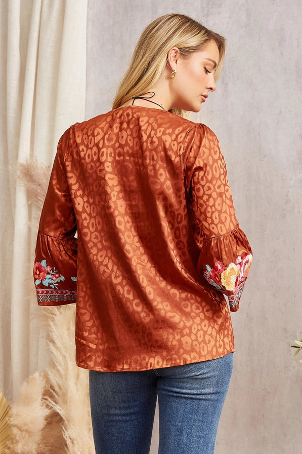 Split Neckline Blouse