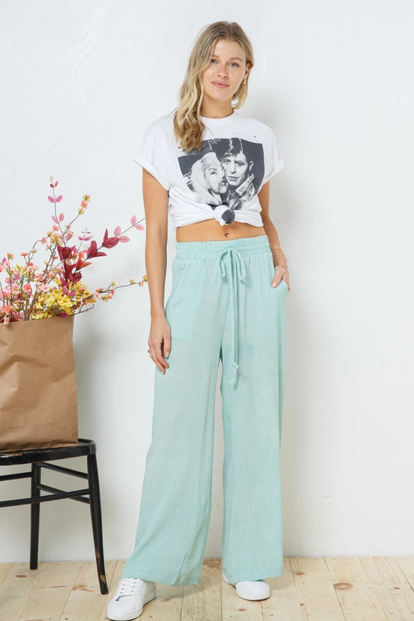 Rayon Palazzo Pants with Elastic Waist