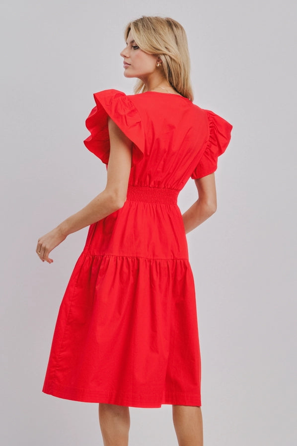 Solid Poplin Midi Dress