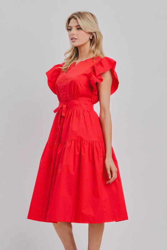 Solid Poplin Midi Dress