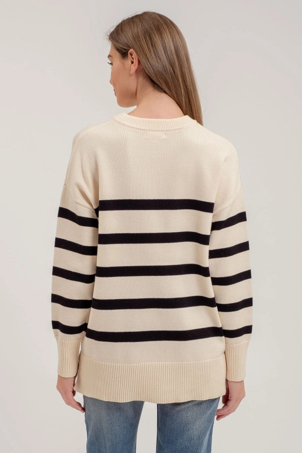 Stripe Oversized Crew Sweater